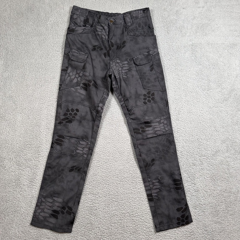 Tactical Cargo‎ Pants Mens Small Black Camo Multi Bag Pockets Ripstop Utility